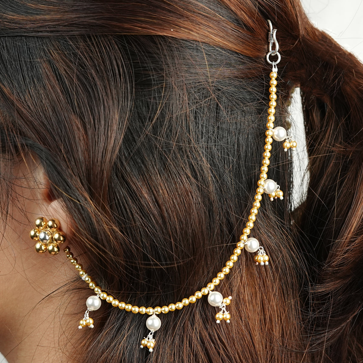 Golden and White Pearl Silver Vel (Project Handmade)