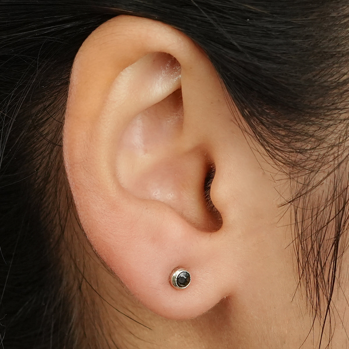 Tiny Black CZ Stud