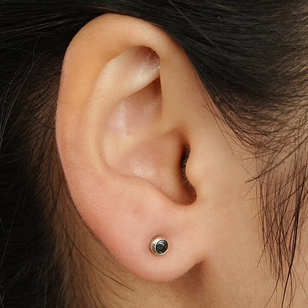 Tiny Black CZ Stud