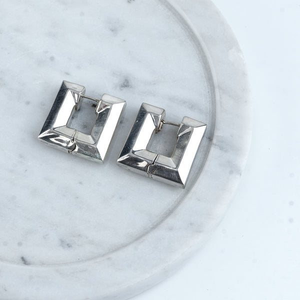 Silver Square Hoops