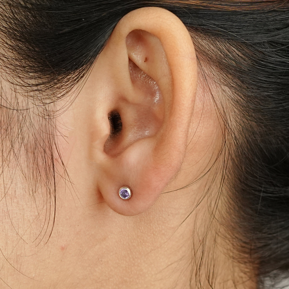 Tiny Purple CZ Stud