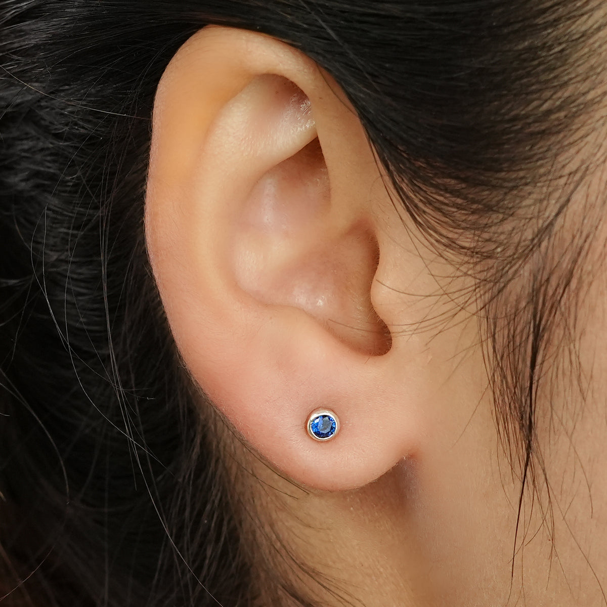 Tiny Blue CZ Stud