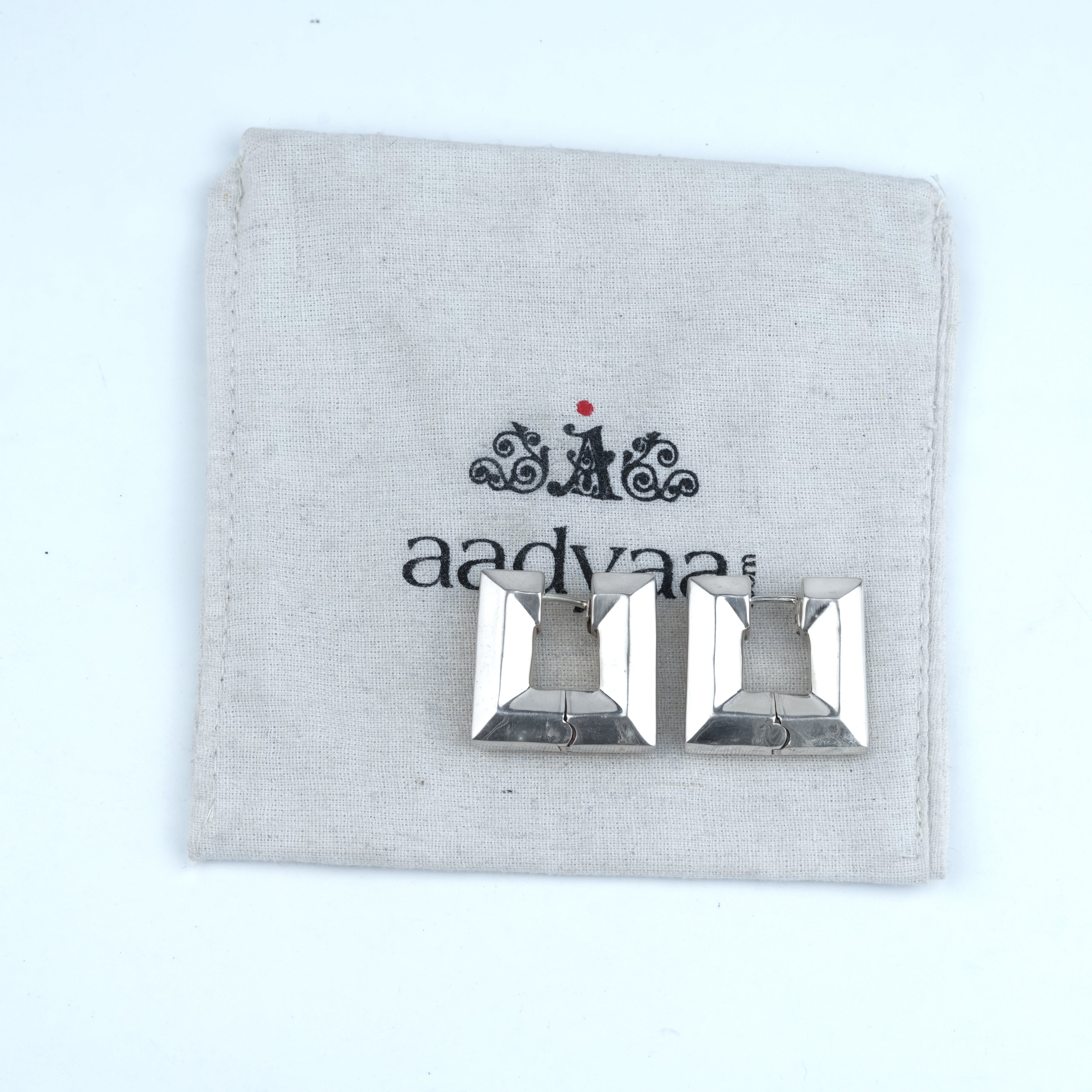 Silver Square Hoops