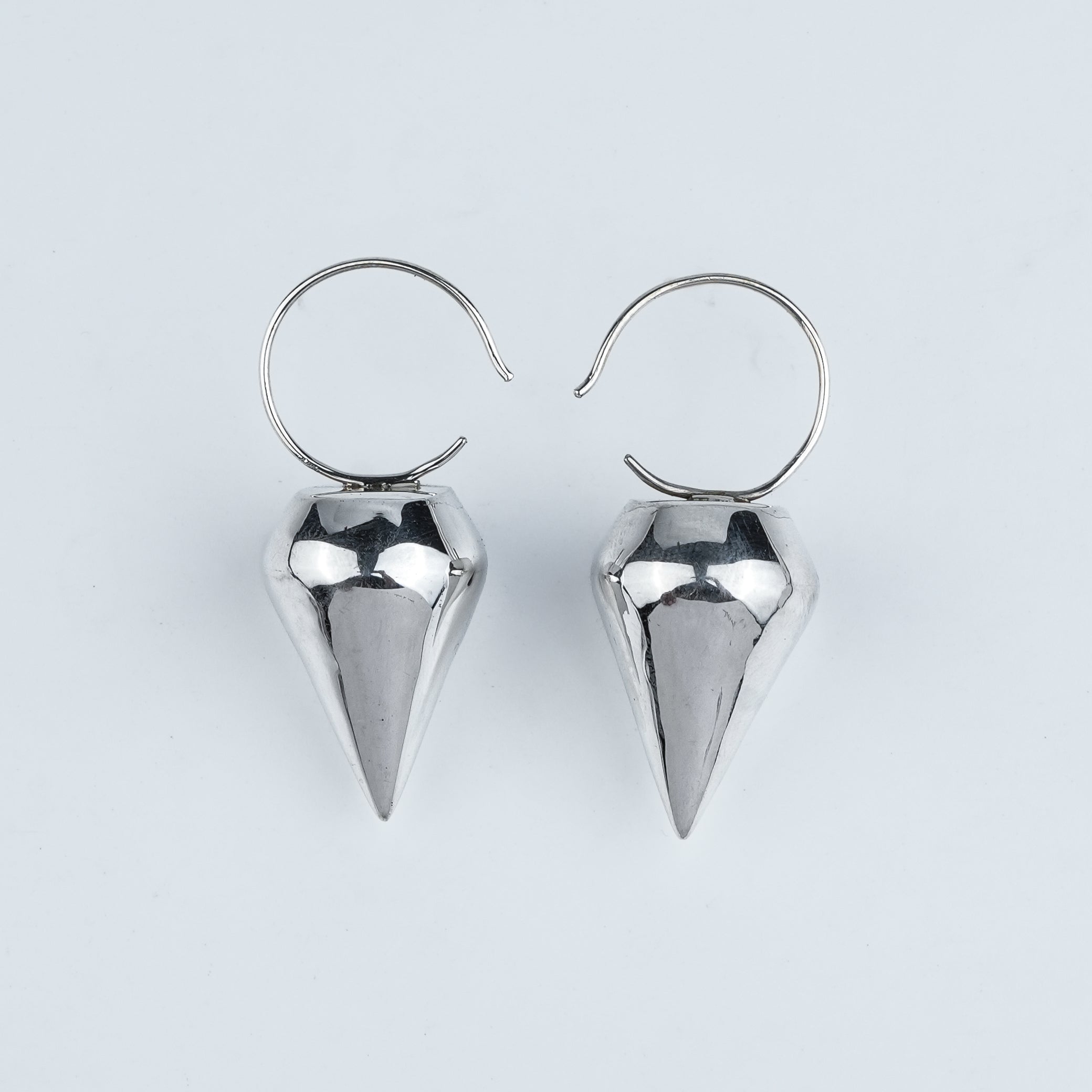 Silver Cone Dangle Earrings