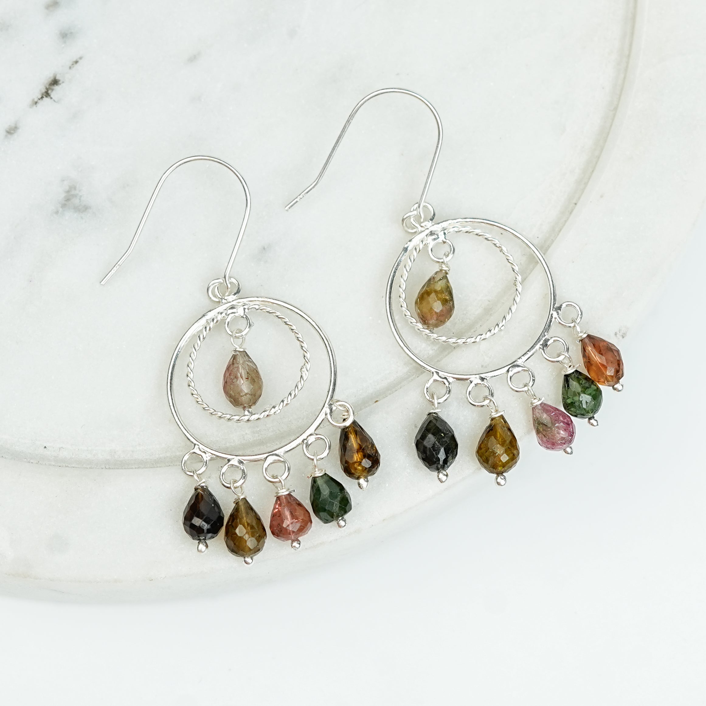 Tourmaline Chandbali Earrings (Project Handmade)