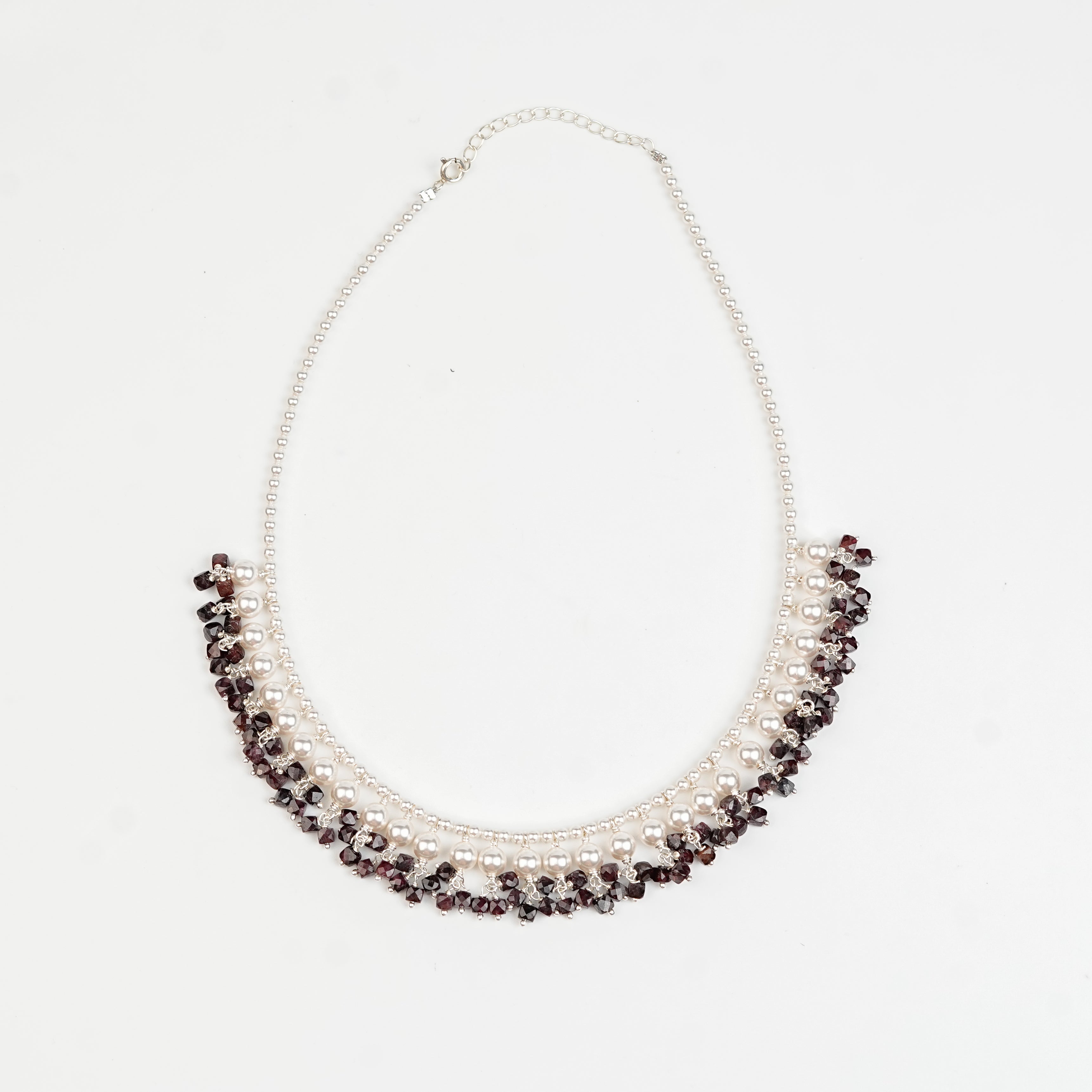 Luxe Necklace - Garnet and Pearls