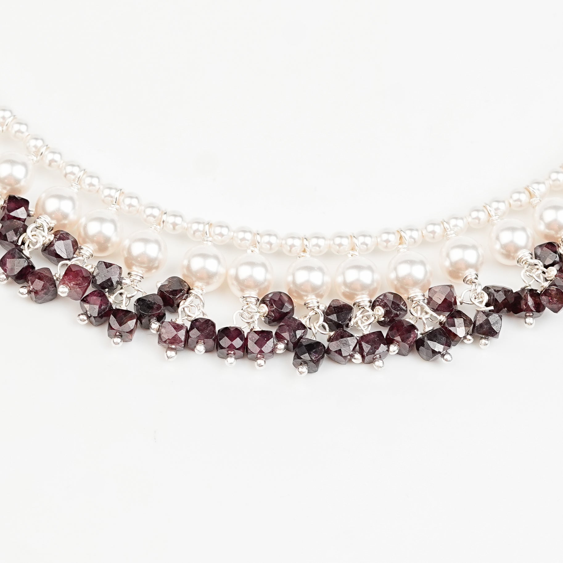 Luxe Necklace - Garnet and Pearls