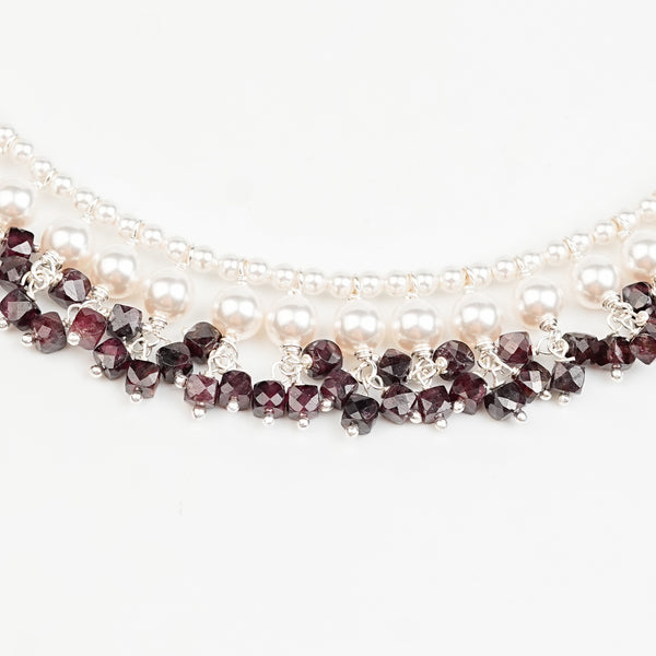 Luxe Necklace - Garnet and Pearls