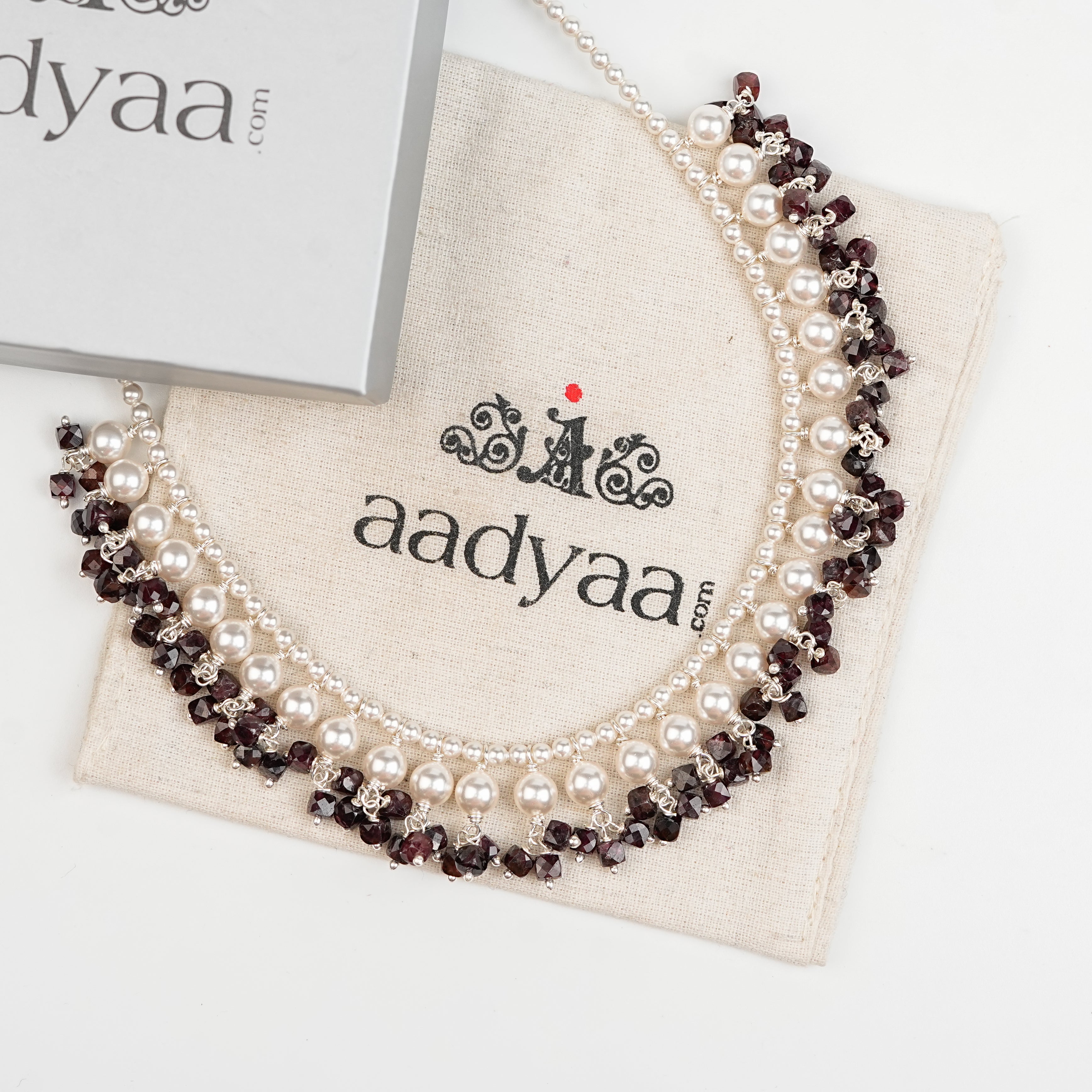 Luxe Necklace - Garnet and Pearls