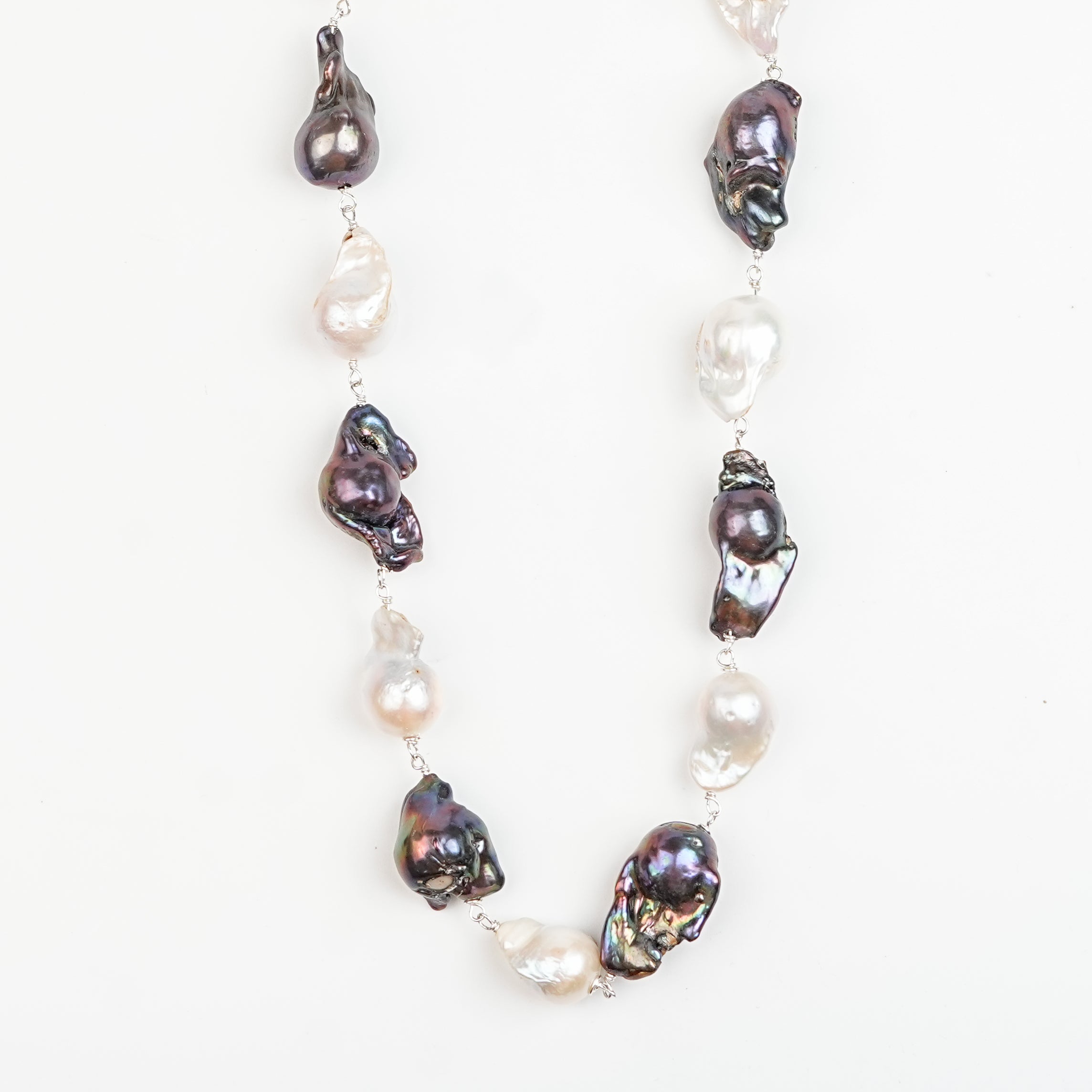 White and Black Baroque Pearl Ganthan Necklace