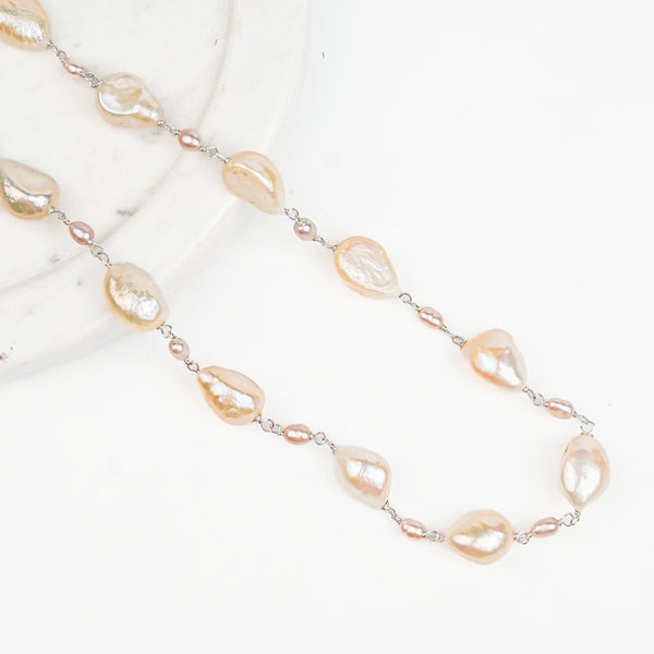 Fresh Water and Rice Pearl Ganthan Necklace