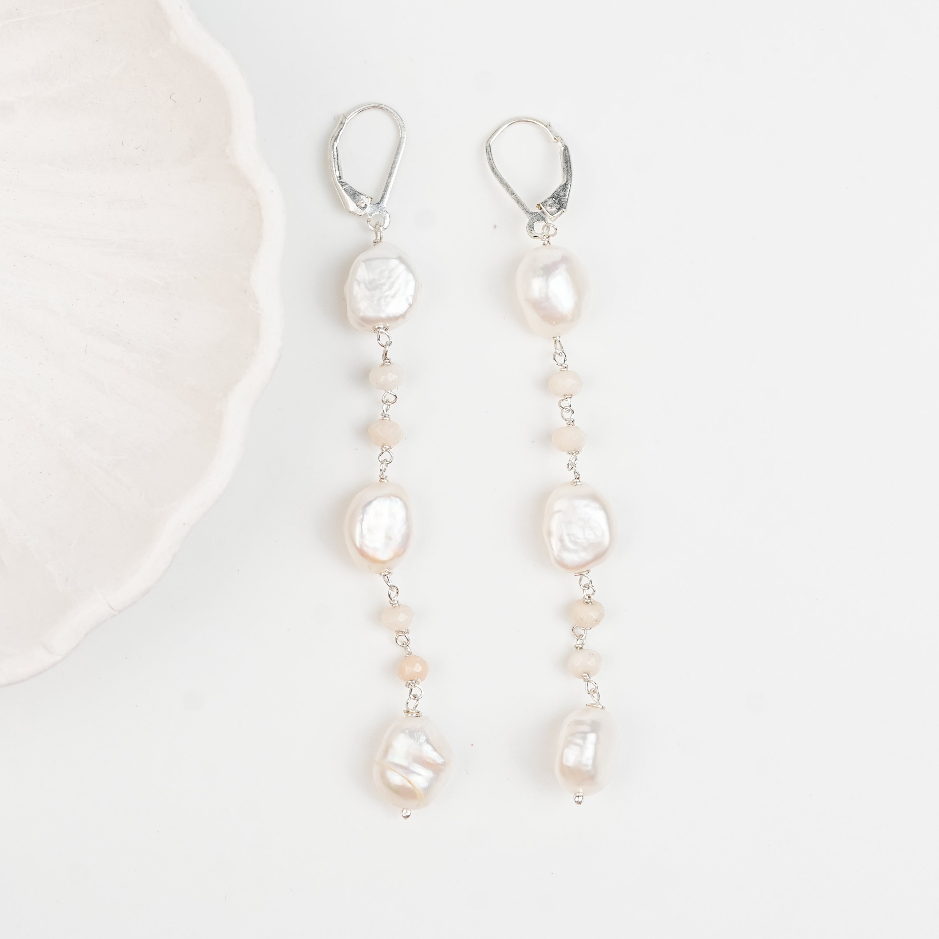 White Jade and Pearl Earrings (Project Handmade)