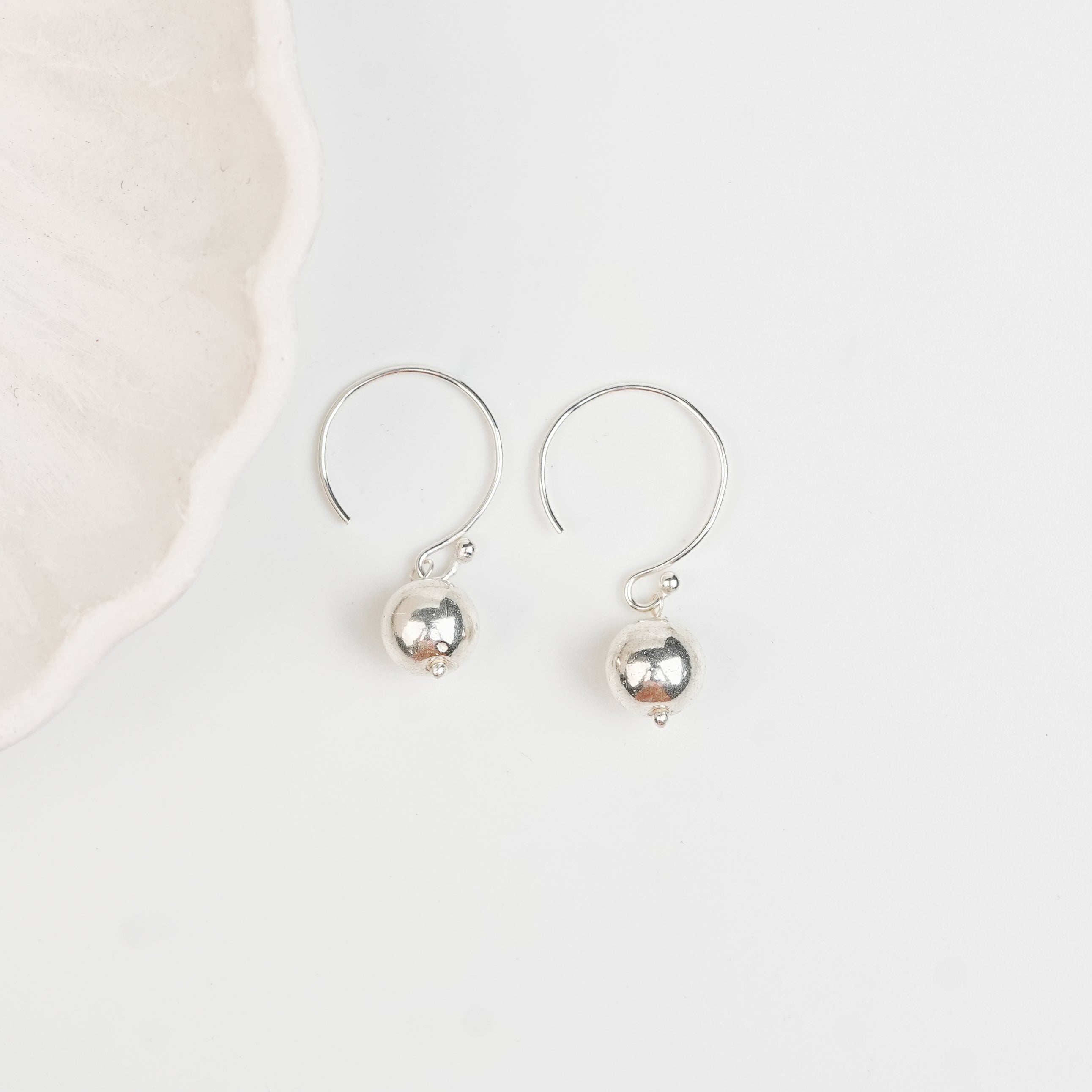 Silver Sarmanee Dangling Earrings – 8 mm Bead | 92.5 Sterling Silver