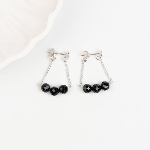 Three Black Spinel Trinket | 92.5 Sterling Silver