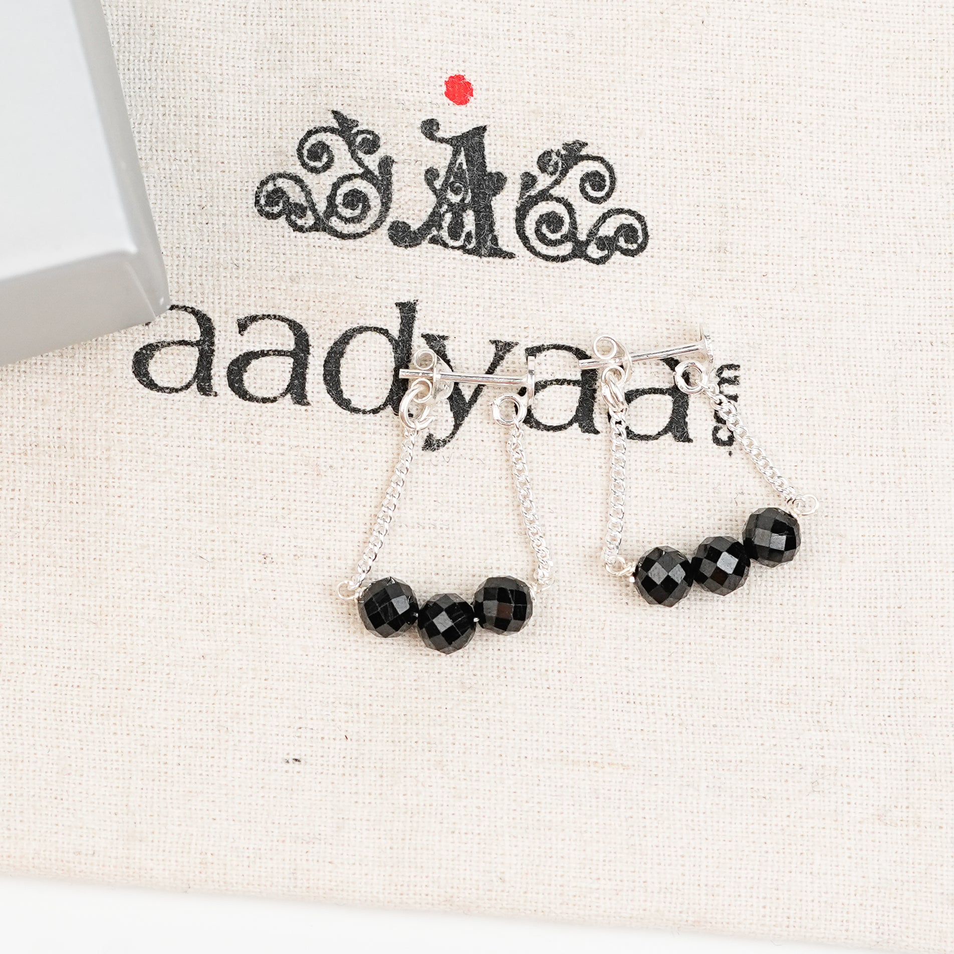 Three Black Spinel Trinket | 92.5 Sterling Silver