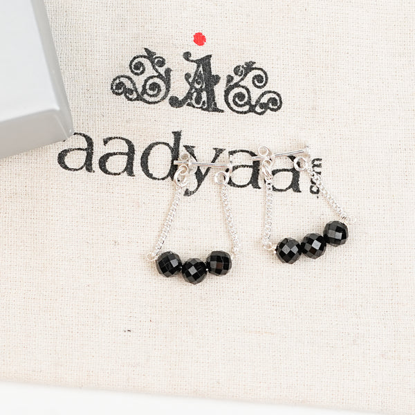 Three Black Spinel Trinket | 92.5 Sterling Silver