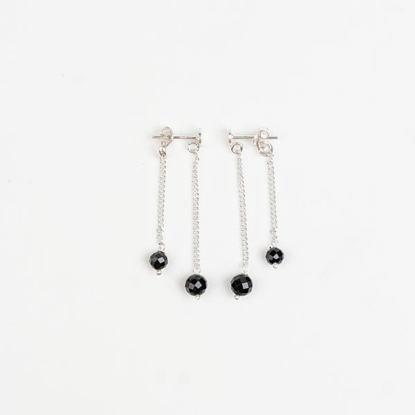 Double Black Spinel Drop Earrings | 92.5 Sterling Silver