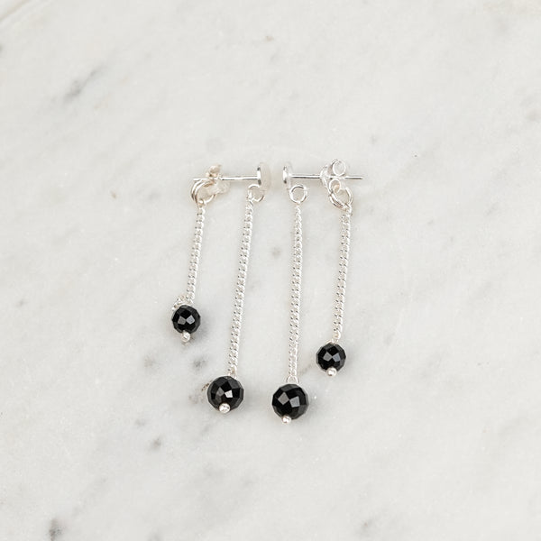 Double Black Spinel Drop Earrings | 92.5 Sterling Silver
