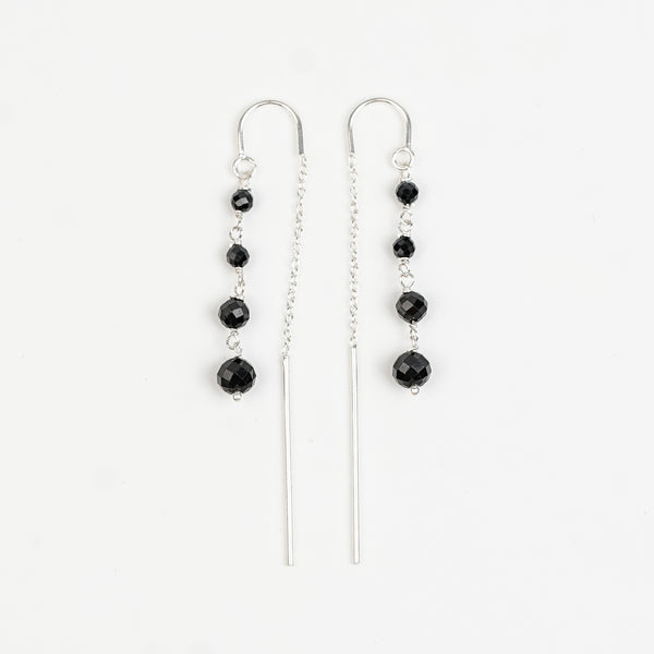 Black Spinel Knot Sui Dhaaga Earrings | 92.5 Sterling Silver