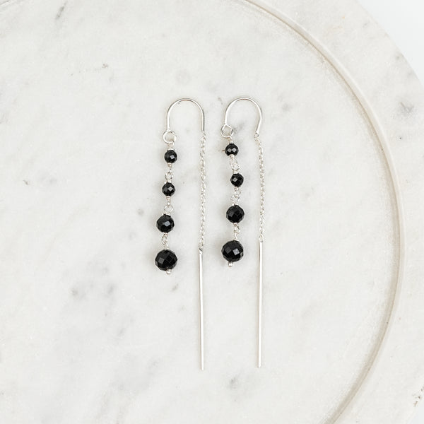 Black Spinel Knot Sui Dhaaga Earrings | 92.5 Sterling Silver