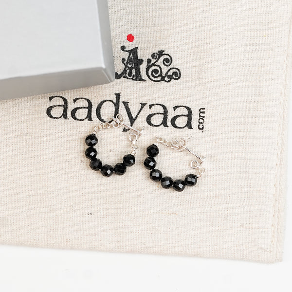 Black Spinel Halo Earrings | 92.5 Sterling Silver