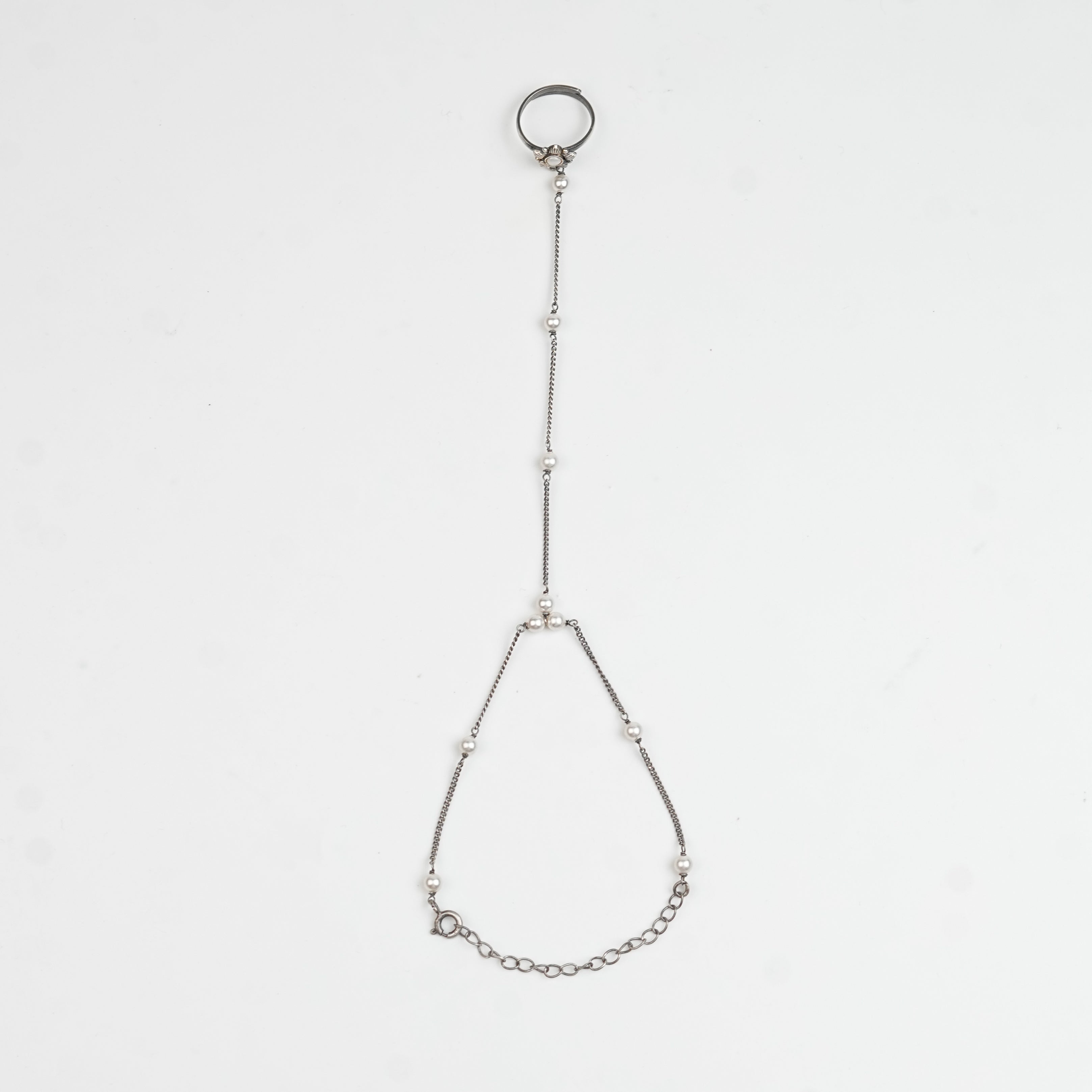 Pearl & Flower Haath Phool | 92.5 Sterling Silver