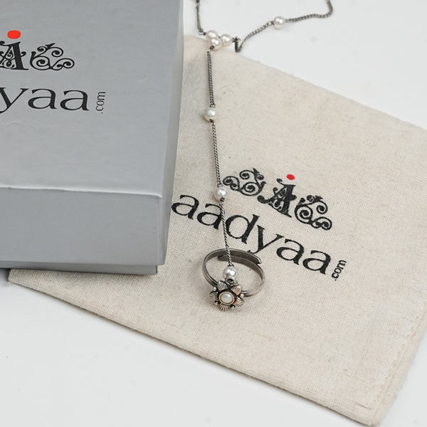 Pearl & Flower Haath Phool | 92.5 Sterling Silver