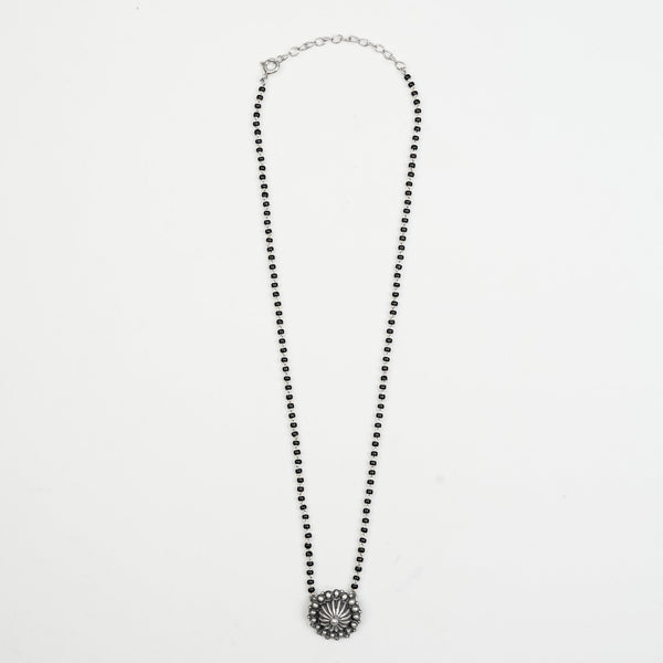 Detailed view of Silver Oxidized Dome Mangalsutra highlighting the textured dome motif and premium oxidized silver finish