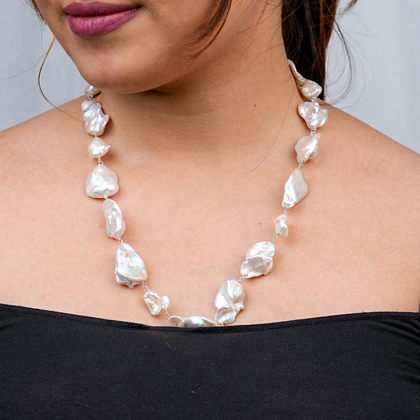 Flat Baroque Pearl Ganthan Necklace