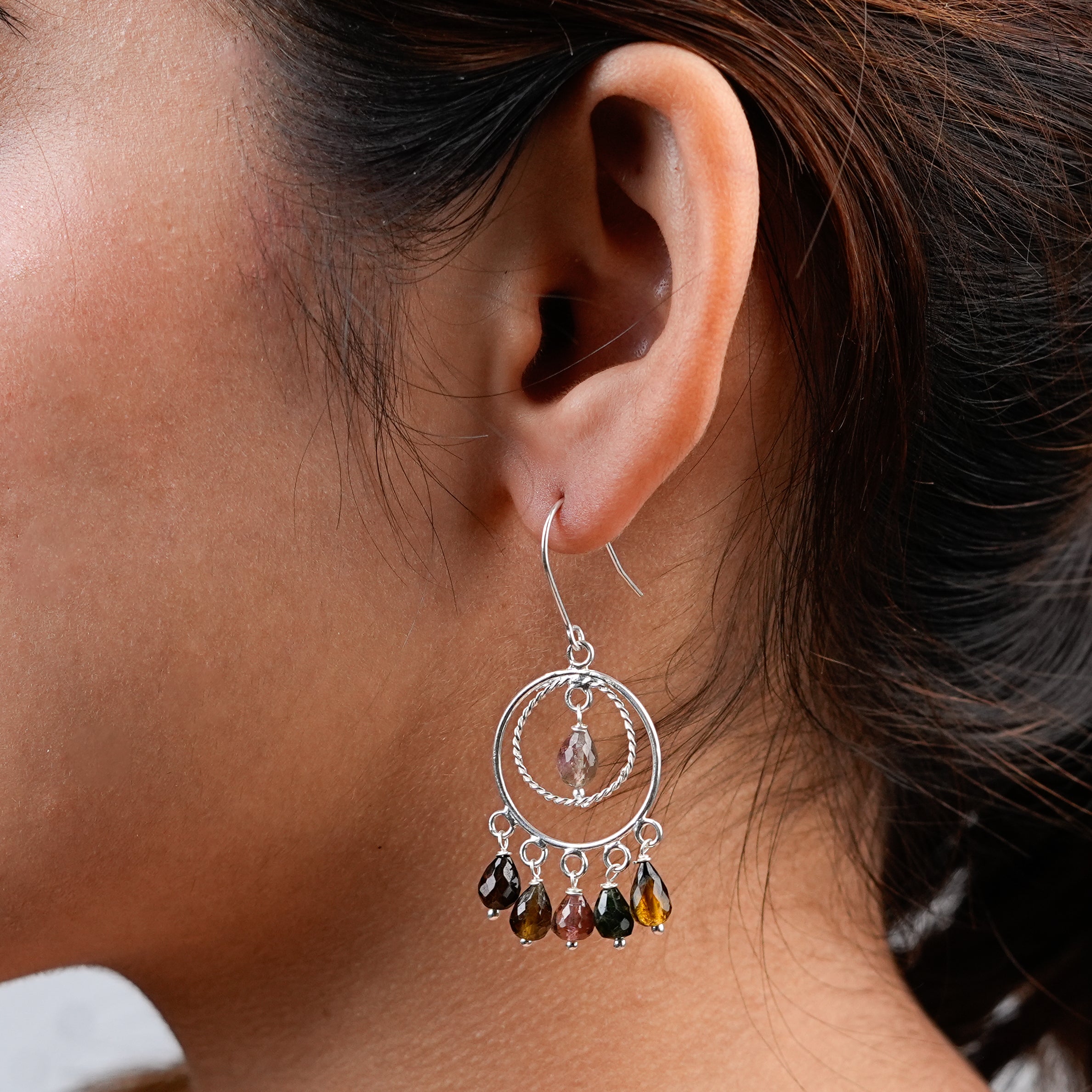 Tourmaline Chandbali Earrings (Project Handmade)