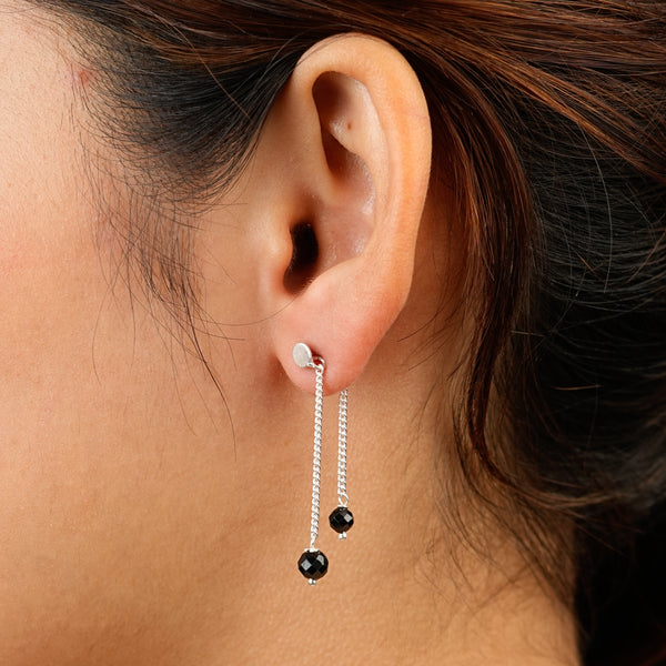 Double Black Spinel Drop Earrings | 92.5 Sterling Silver
