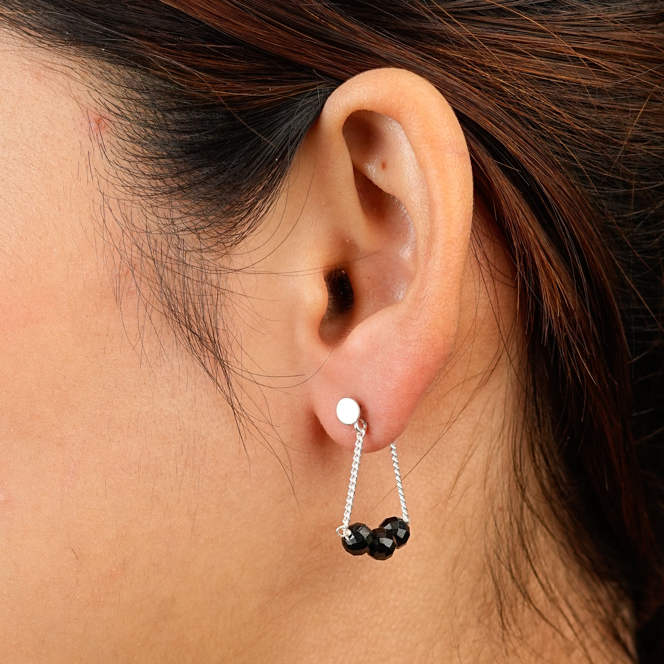 Three Black Spinel Trinket | 92.5 Sterling Silver