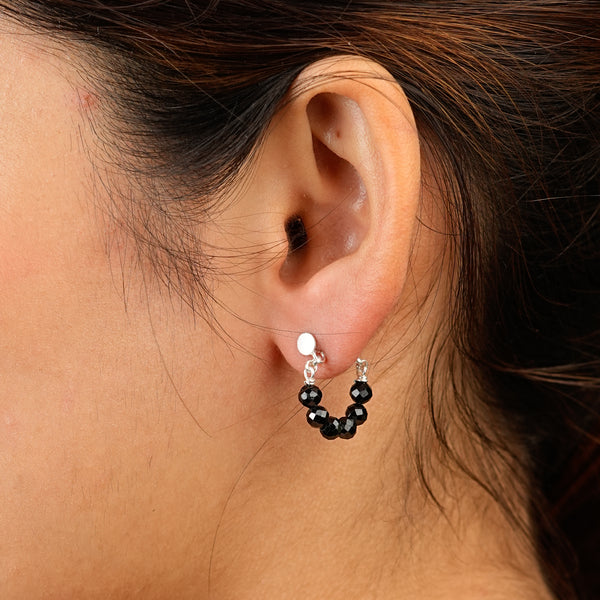 Black Spinel Halo Earrings | 92.5 Sterling Silver