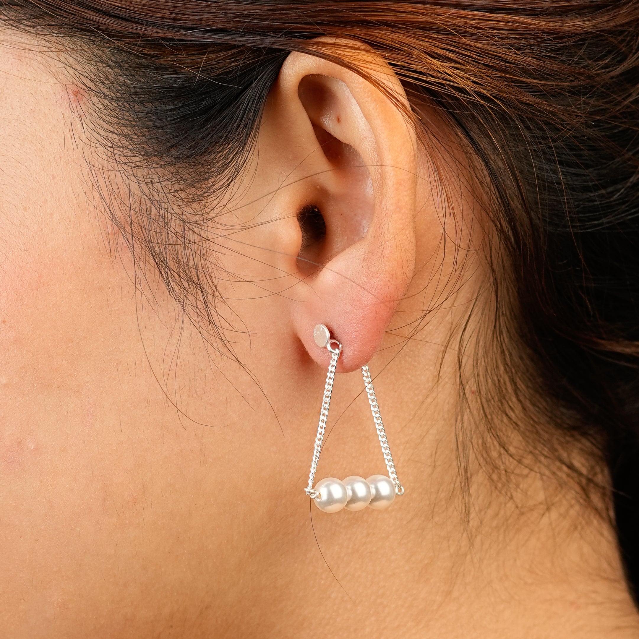 Three Pearl Chain Earrings (Project Handmade)