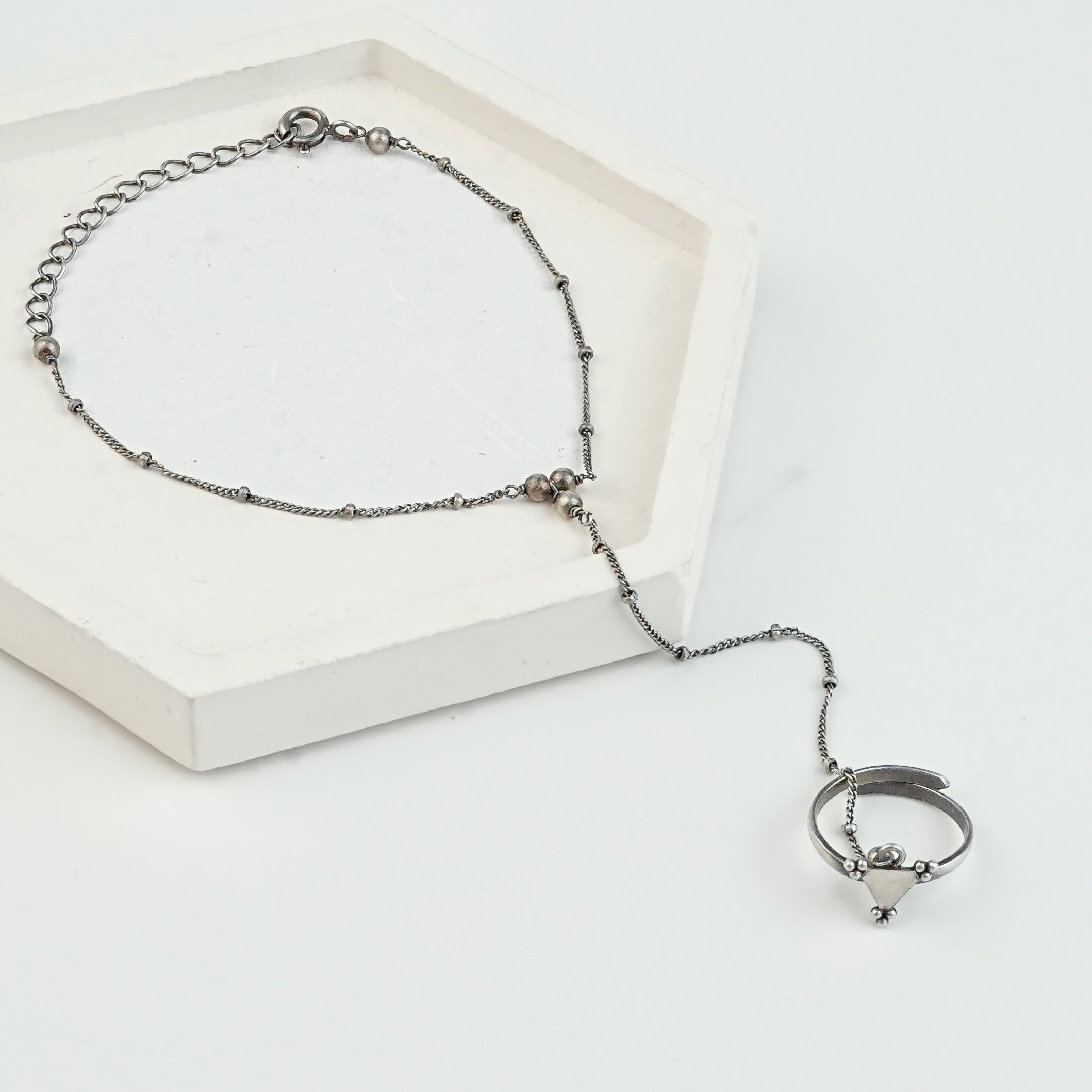 Nirbhaya & Beaded Chain Haath Phool | 92.5 Sterling Silver
