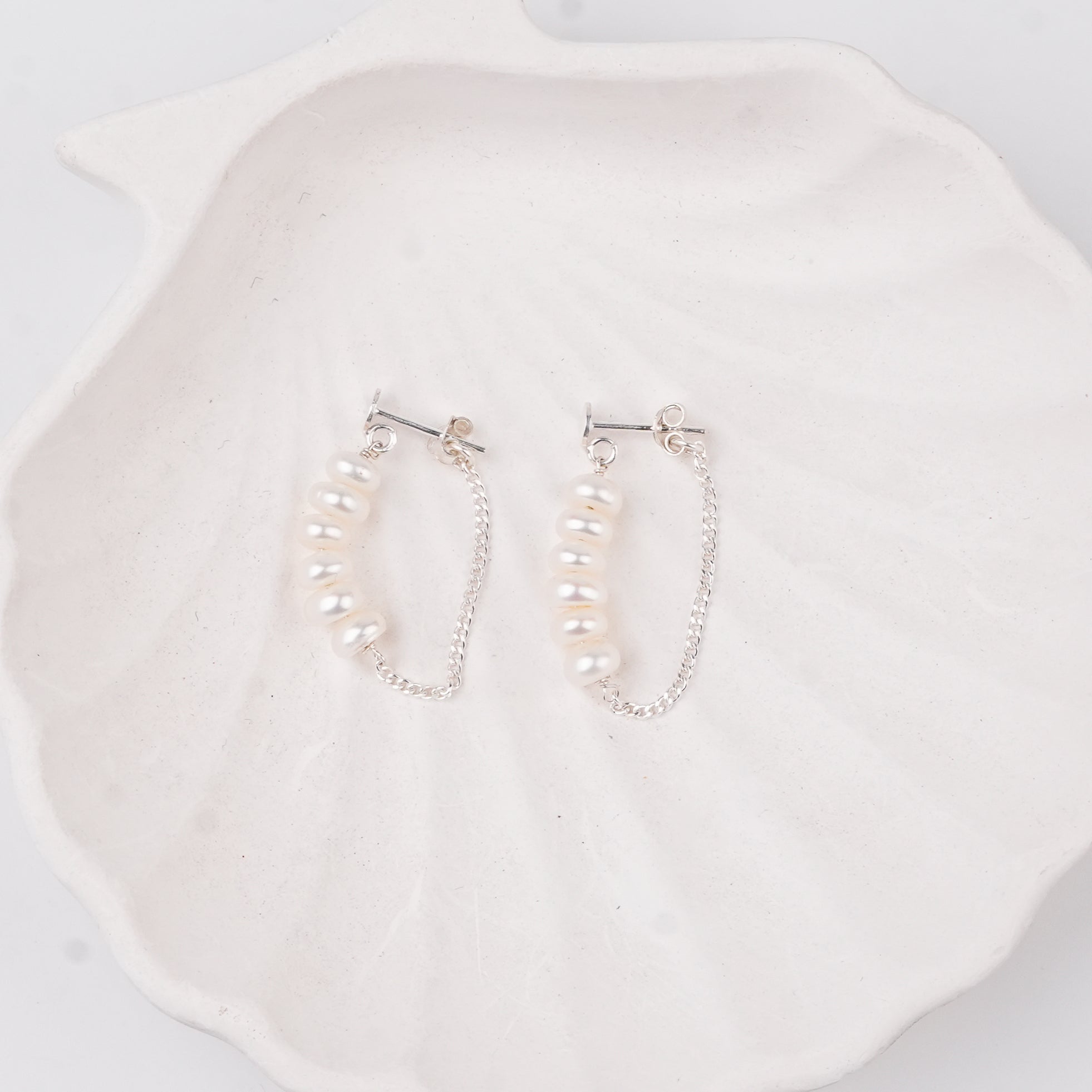 Freshwater Pearl and Chain Earrings (Project Handmade)