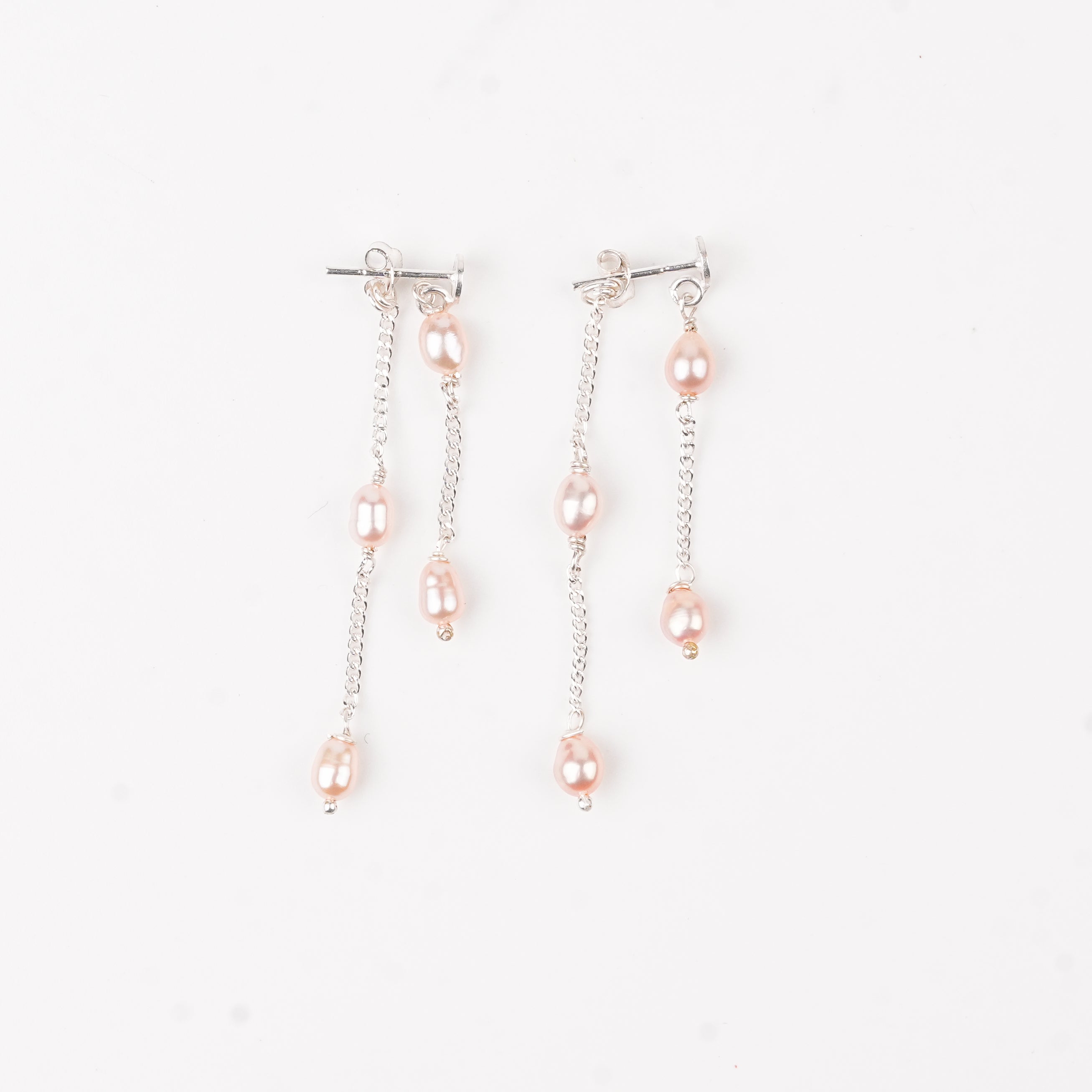 Rice Pearl and Chain Earrings (Project Handmade)