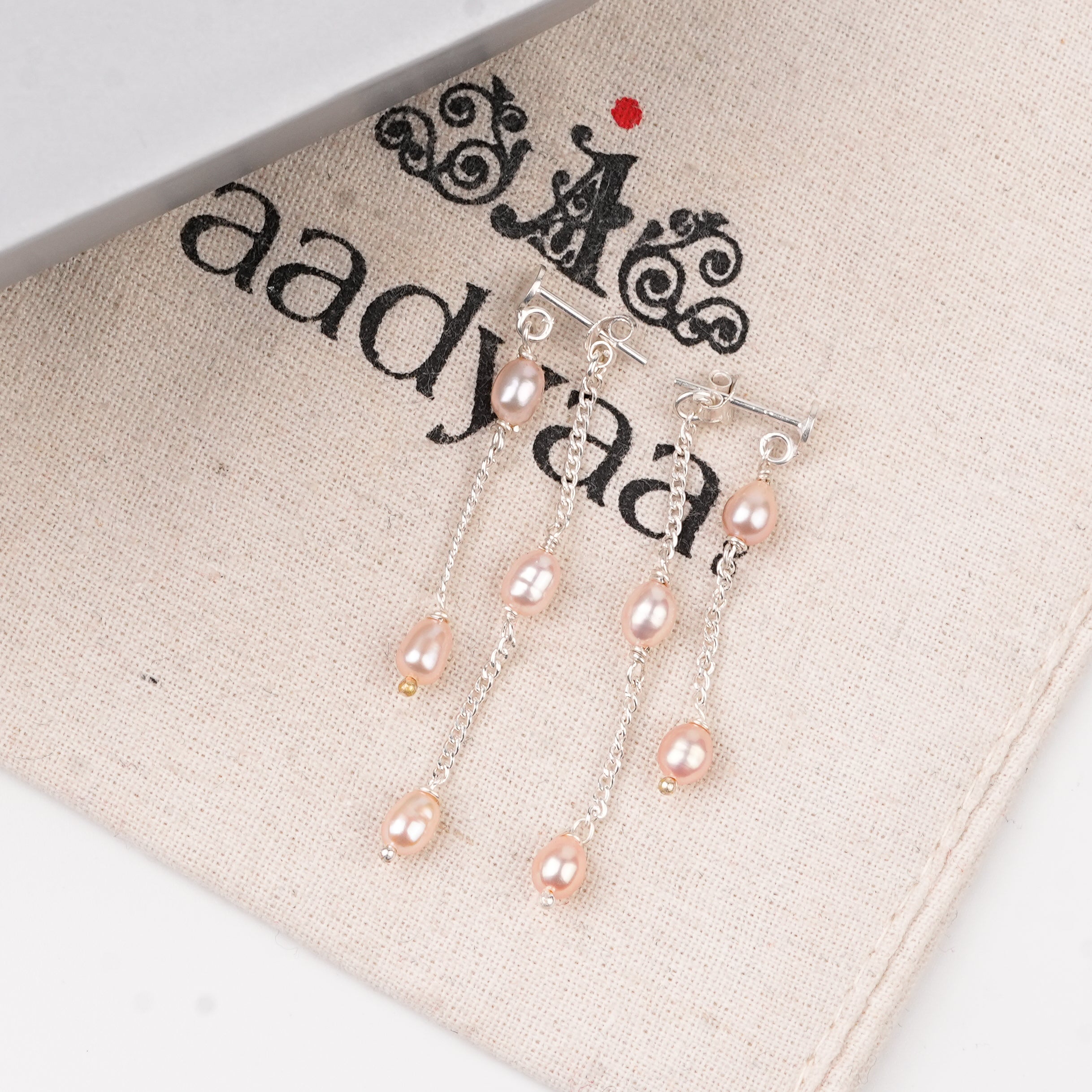 Rice Pearl and Chain Earrings (Project Handmade)