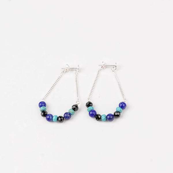 Lapis Lazuli, Turqouise and Black Spinel Earrings (Project Handmade)