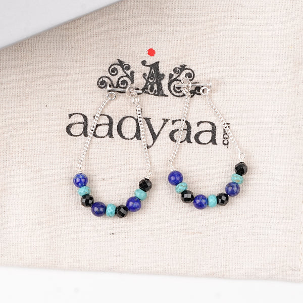 Lapis Lazuli, Turqouise and Black Spinel Earrings (Project Handmade)
