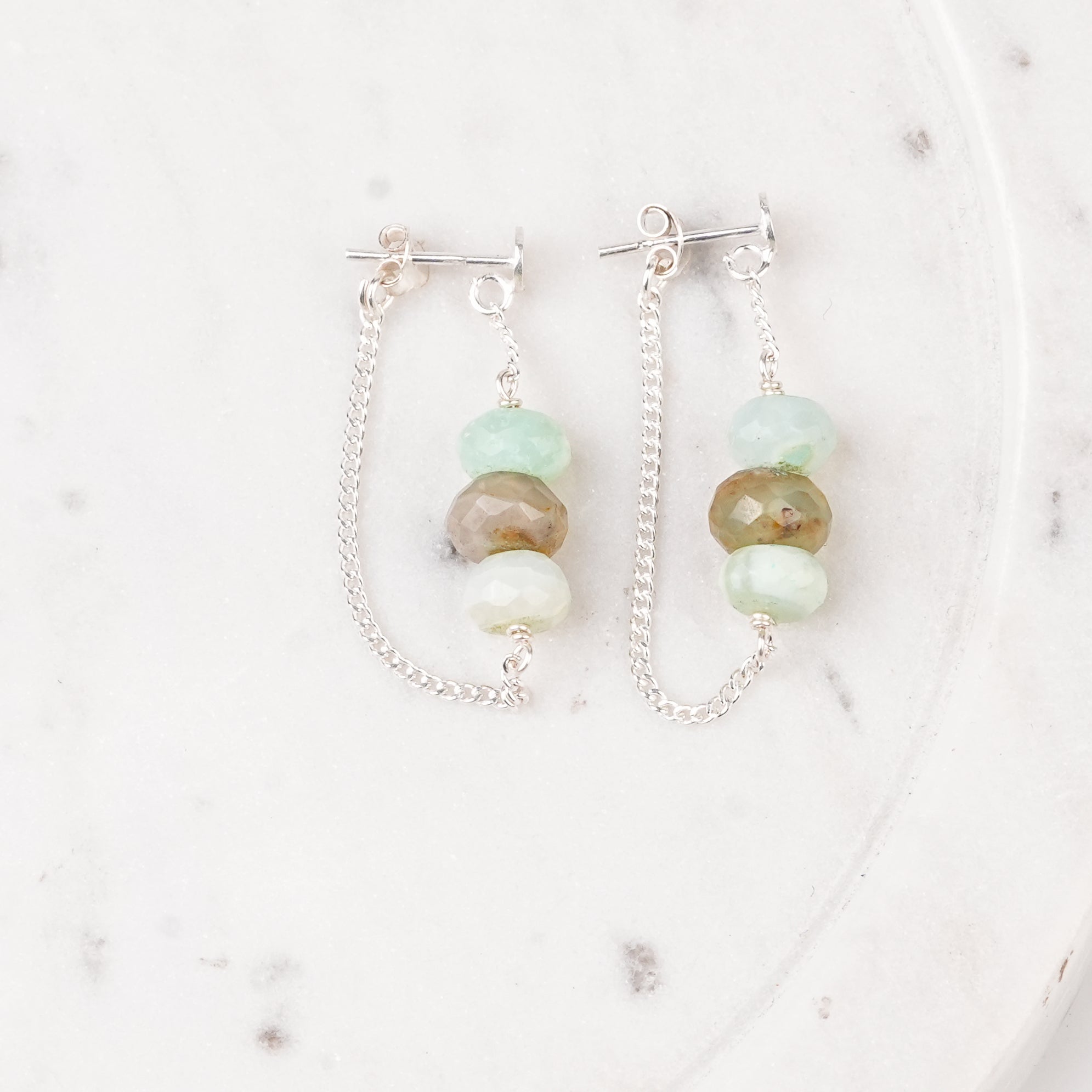 Blue Opal and Chain Earrings (Project Handmade)