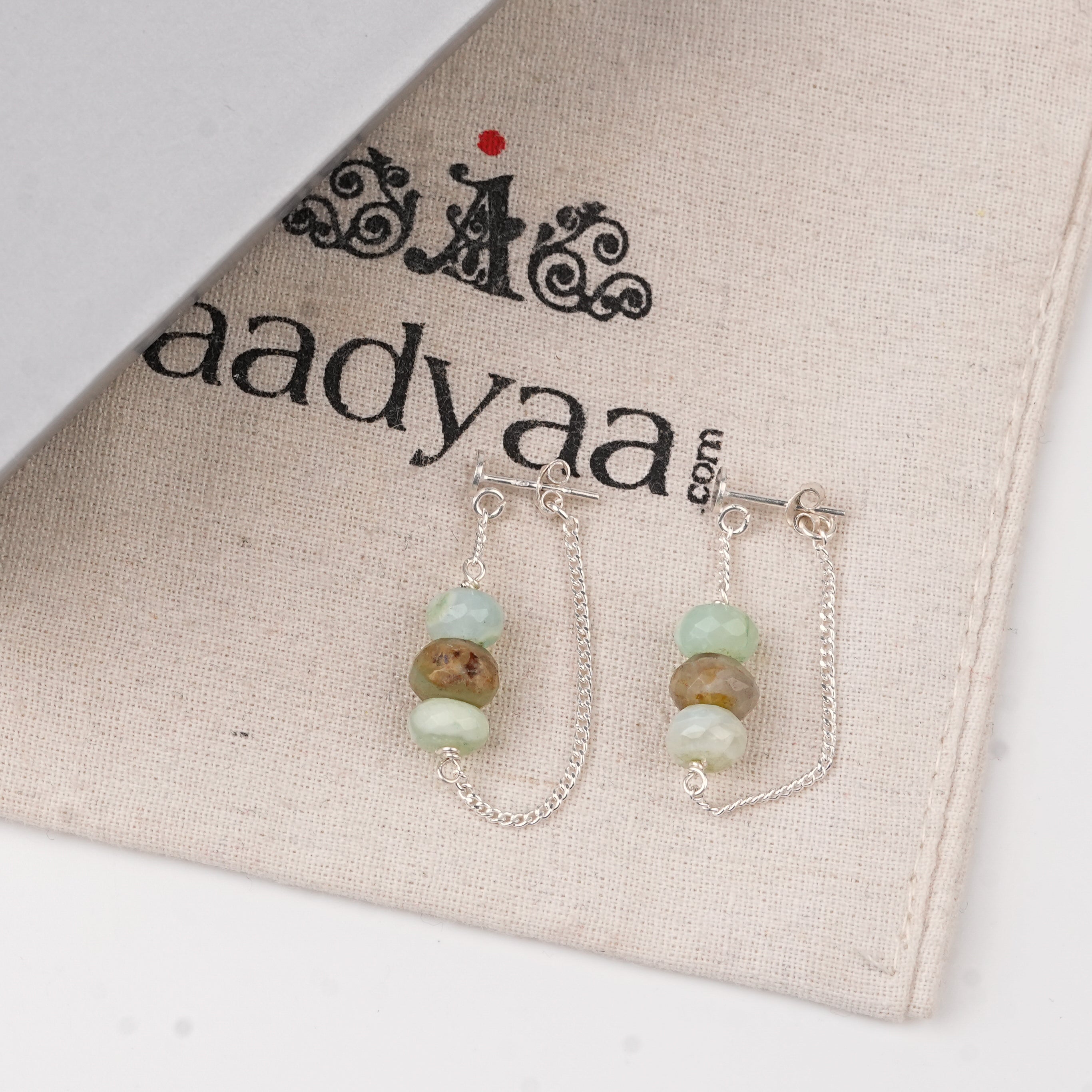 Blue Opal and Chain Earrings (Project Handmade)