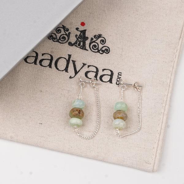Blue Opal and Chain Earrings (Project Handmade)