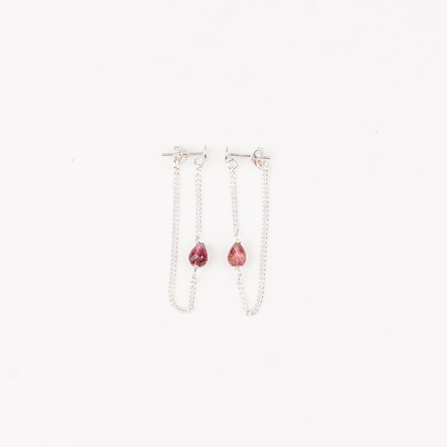 Pink Tourmaline and Chain Earrings (Project Handmade)