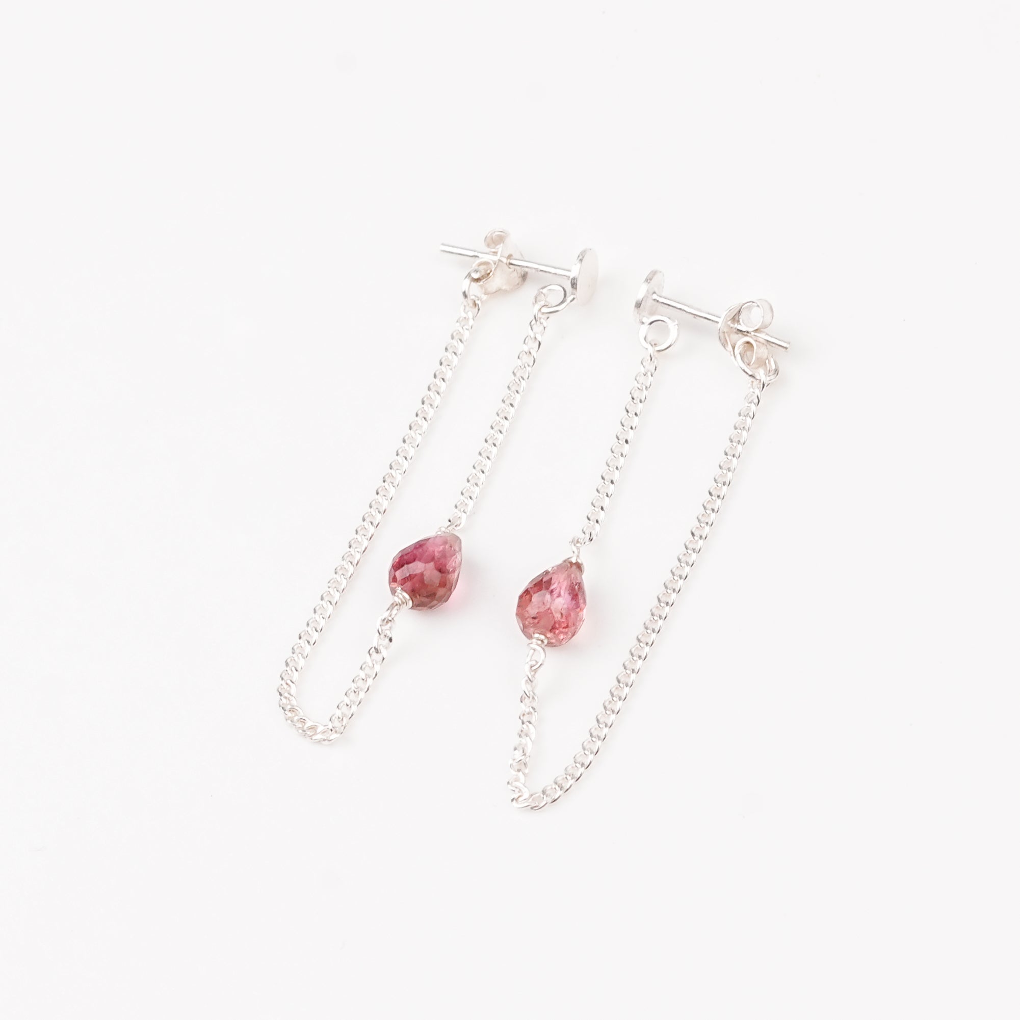 Pink Tourmaline and Chain Earrings (Project Handmade)