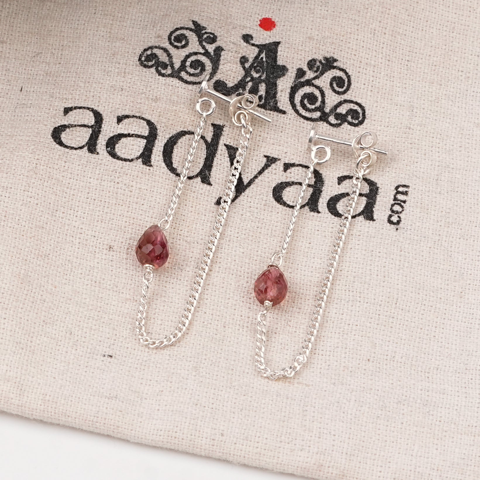 Pink Tourmaline and Chain Earrings (Project Handmade)