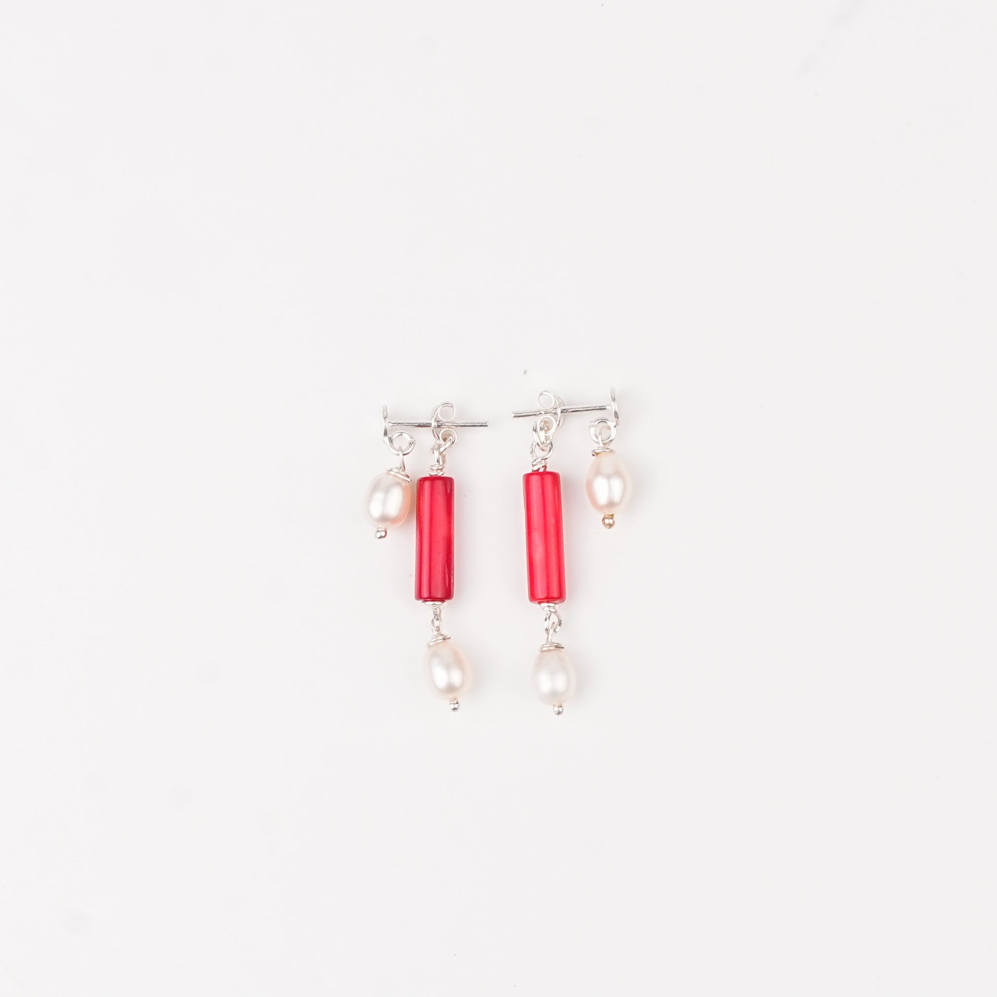 Coral and Freshwater Pearl Earrings (Project Handmade)