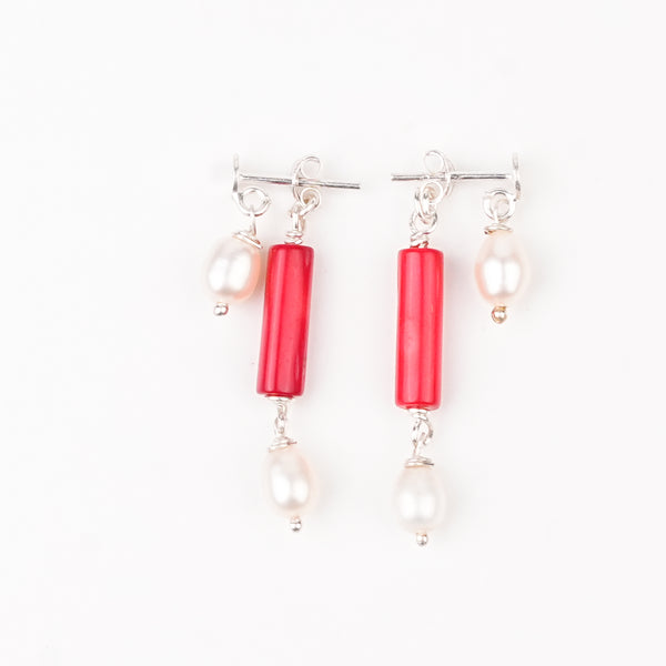 Coral and Freshwater Pearl Earrings (Project Handmade)