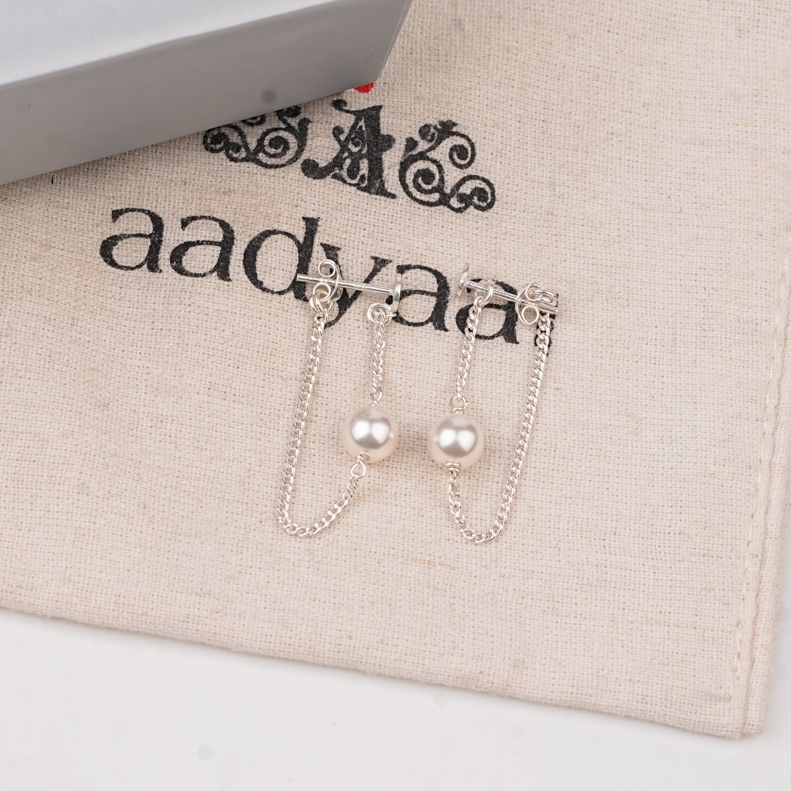Single Pearl and Chain Earrings (Project Handmade)