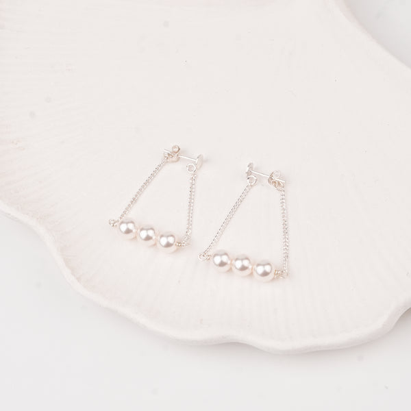 Three Pearl Chain Earrings (Project Handmade)